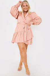 Satin Frill Hem Mini Dress