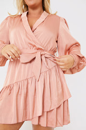 Satin Frill Hem Mini Dress