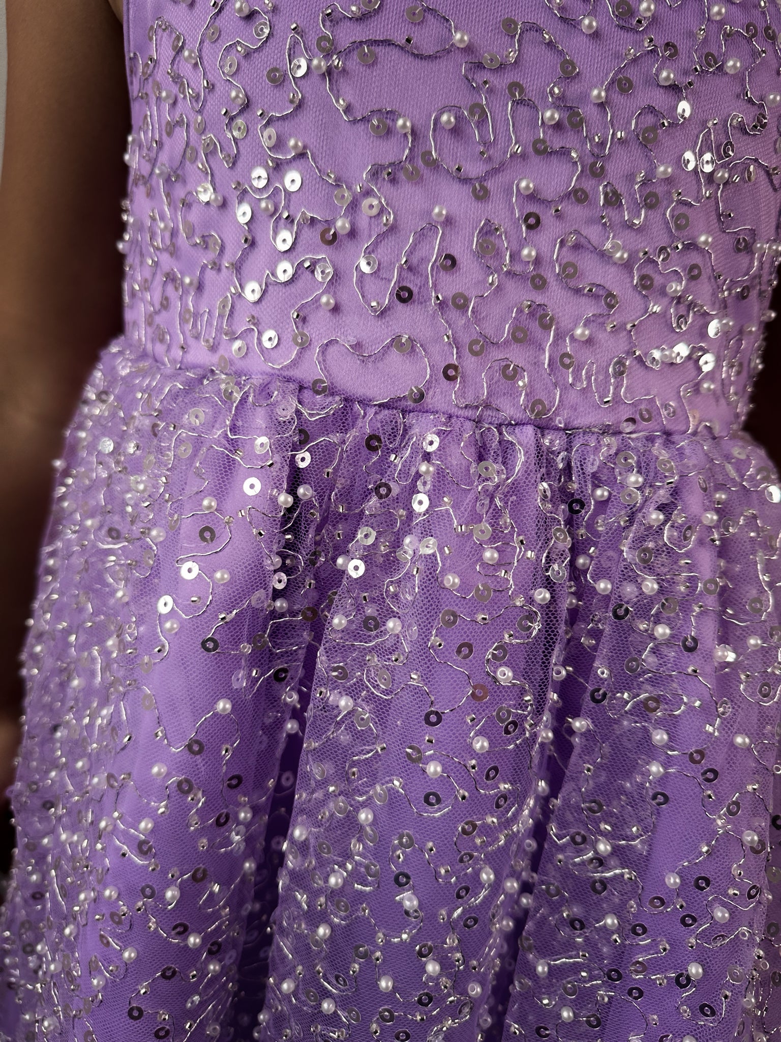 Girls Sequin Beaded Midi Dress in Lilac 8 Girls Sequin Beaded Midi Dress in Lilac 8