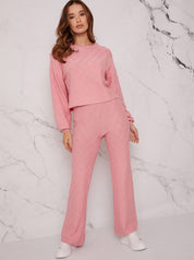 Diamond Stitch Loungewear Set in Pink