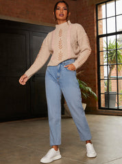 Contrast Cable Detail Jumper in Cream