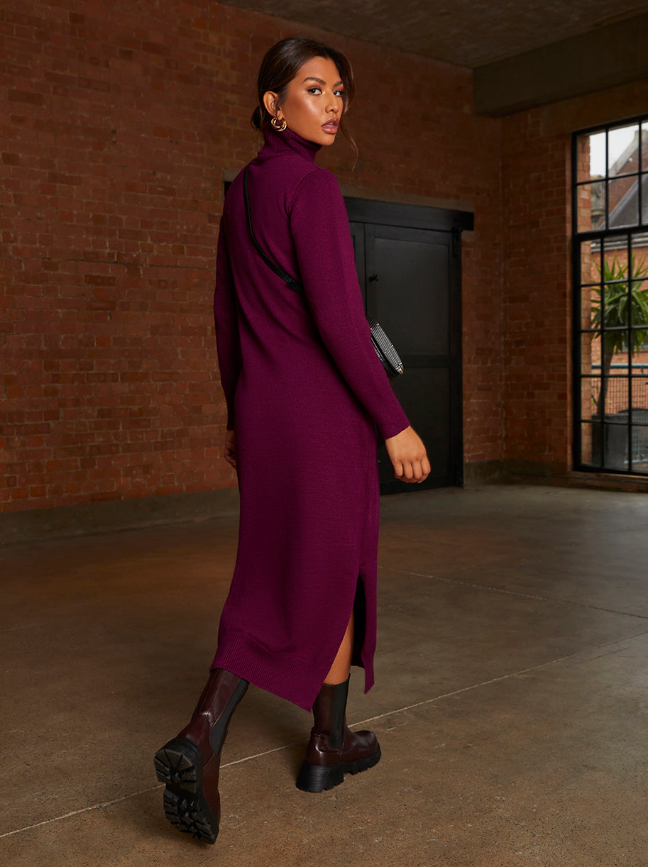 long burgundy knit dress Burgundy Knit Long Sleeve Maternity Sweater Dress Large - PinkBlush main image 1