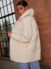 Padded Puffer Coat in Cream