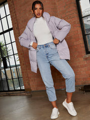 Padded Puffer Coat in Grey