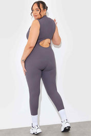 Built-In Bra Zip Front Sculpt and Control Unitard