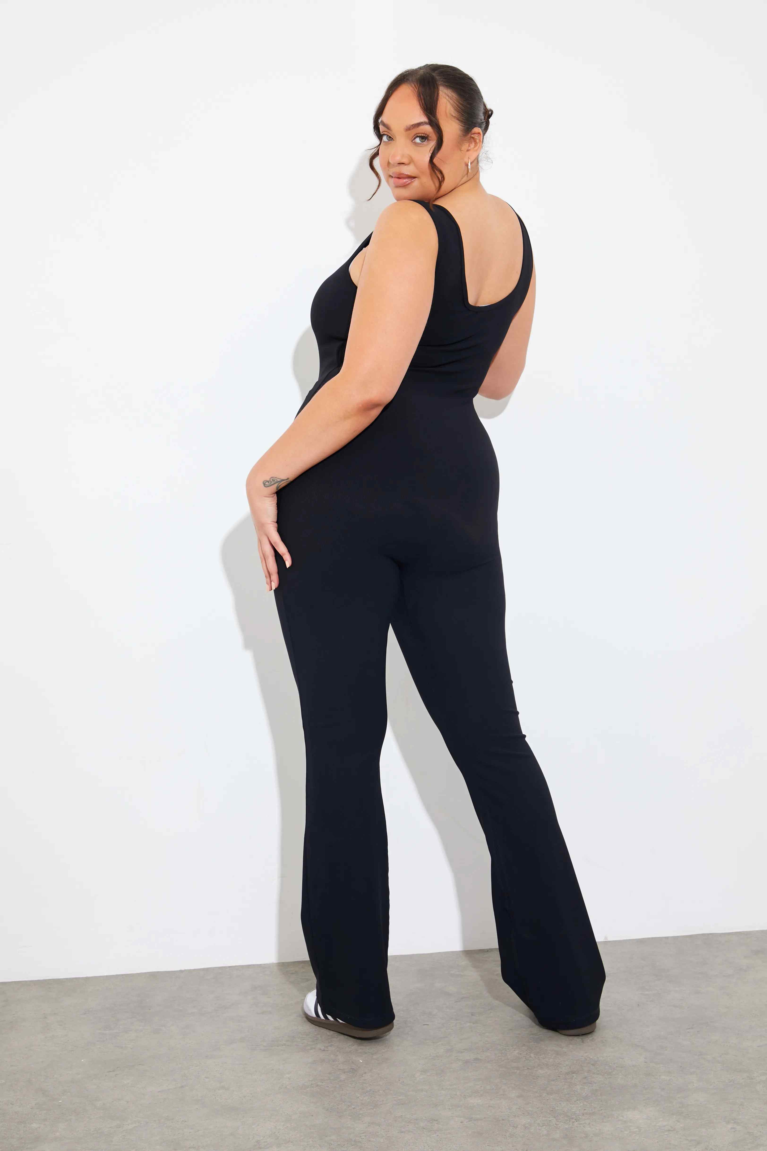 Built-In Bra Flare Leg Sculpt and Control Unitard