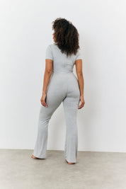 Sculpting Short Sleeve Wide Leg Jumpsuit