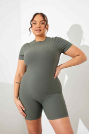 Built-in Bra Short Sleeve Sculpt and Control Short Unitard