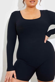 Built-In Bra Long Sleeve Sculpt and Control Short Unitard