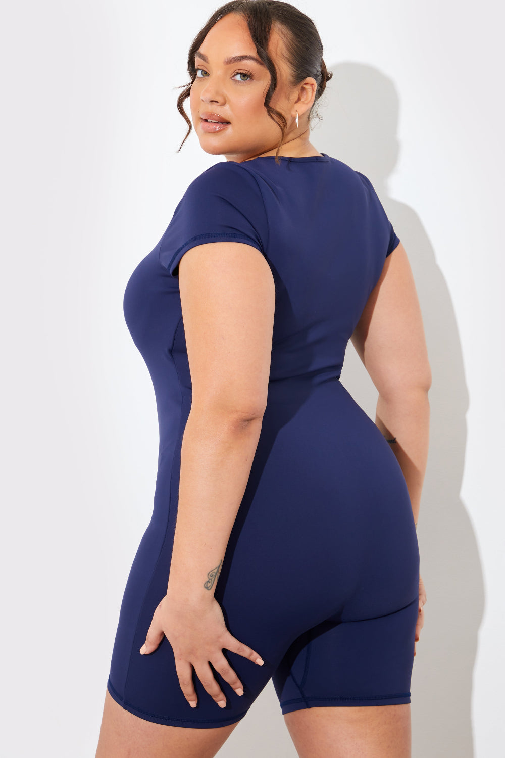 Contour Built-In Bra Short Sleeve Short Leg Square Neck Unitard