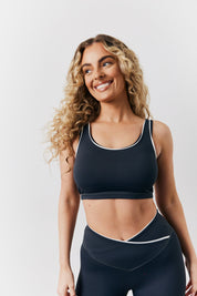 Indigo Blue Contrast Piping Co-Ord Sports Bra