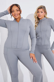 Soft Touch Seam Detail Zip Through Jacket