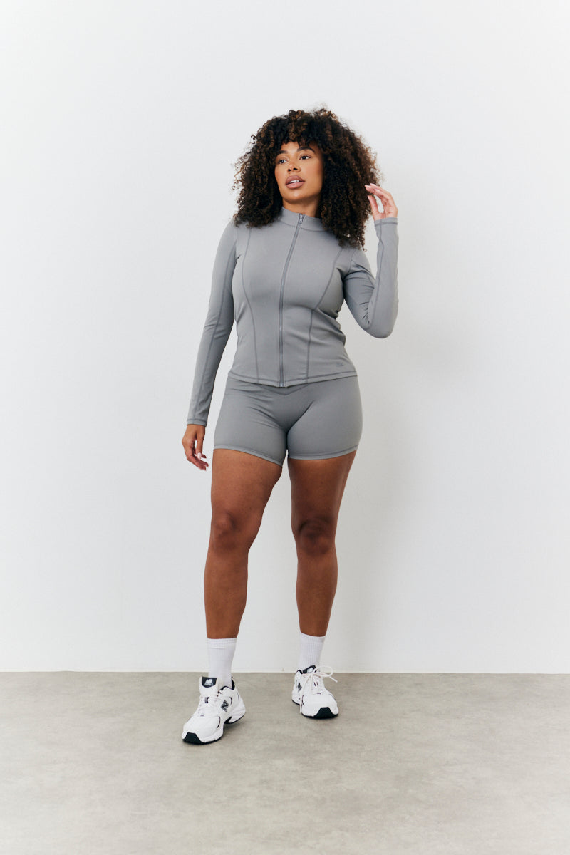 Soft Touch Seam Detail Zip Through Jacket