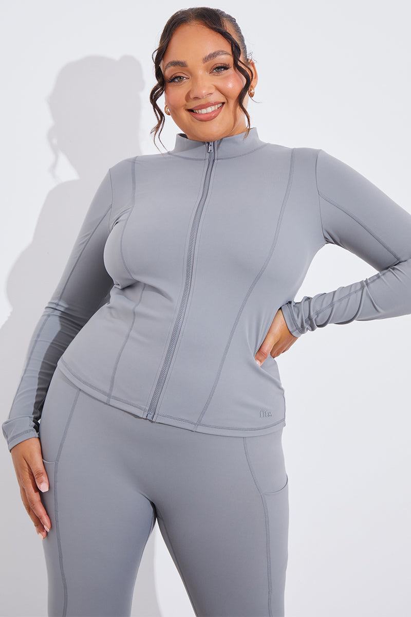 Soft Touch Seam Detail Zip Through Jacket