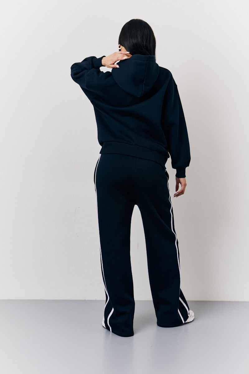 Navy Fits Wide Leg Side Stripe Co-Ord Jogger