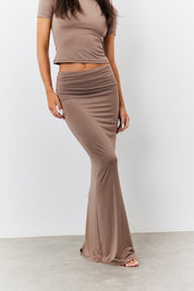 Sculpting Fold Over Waistband Maxi Skirt
