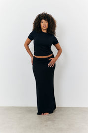 Sculpting Fold Over Waistband Maxi Skirt
