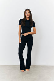 Sculpting Fold Over Waistband Flare Leg Trouser