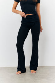 Sculpting Fold Over Waistband Flare Leg Trouser