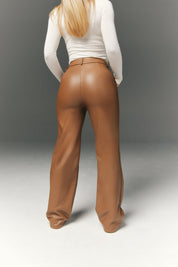 Perfect Sculpting High Waisted Leather Look Straight Leg Trouser