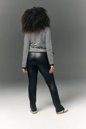 Perfect Sculpting High Waisted Leather Look Zip Front Legging