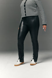 Perfect Sculpting High Waisted Leather Look Zip Front Legging