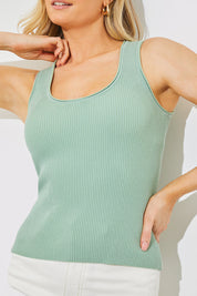 Rib Knit Scoop Neck Top