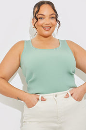 Rib Knit Scoop Neck Top