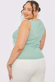 Rib Knit Scoop Neck Top