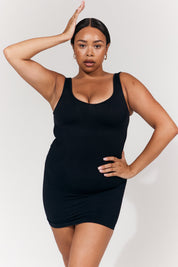 Seamless Plunge Neck Snatched Shapewear Mini Dress