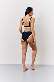 Black Contrast Binding Plunge Bikini Top