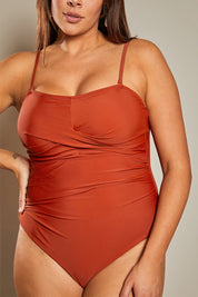 Control Ruched Crossover Detail Swimsuit