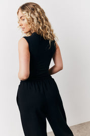 Black Built In Bra Sculpt & Control Zip Front Bodysuit