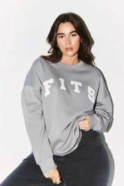 Fits Slogan Knitted Crew Neck Sweatshirt