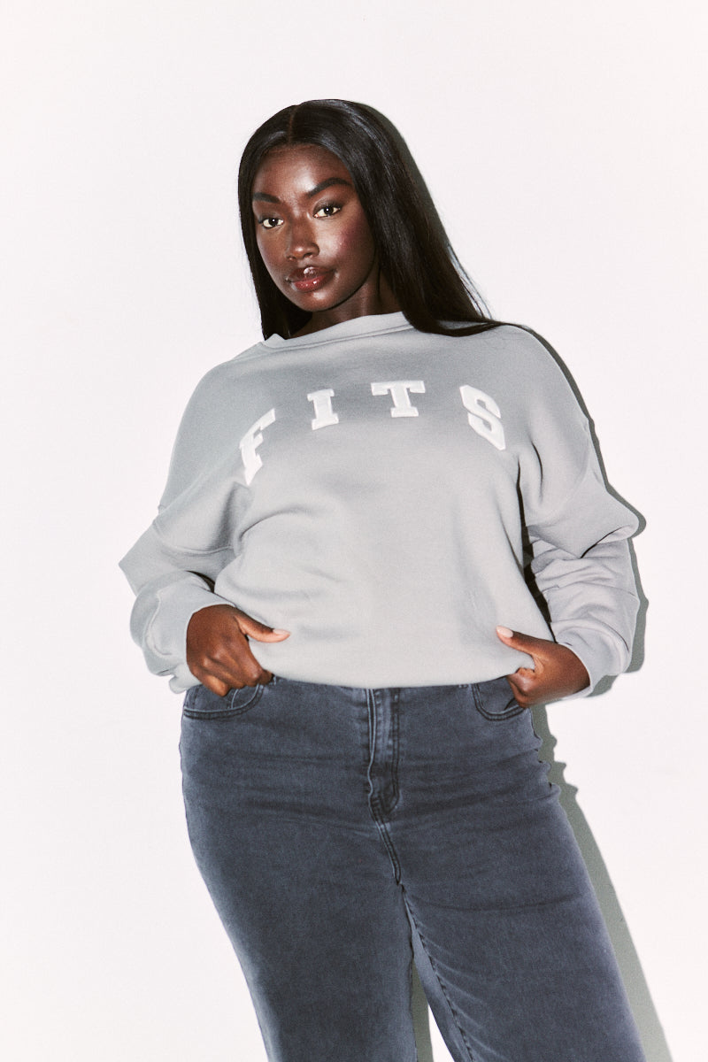 Fits Slogan Knitted Crew Neck Sweatshirt