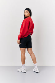 Red Fits Crew Neck Embroidered Sweatshirt