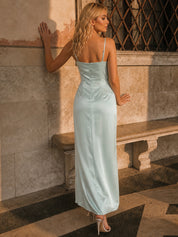 Satin Cami Strap Maxi Dress in Mint