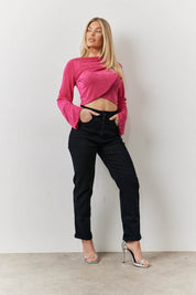 Acetate Slinky Co-Ord Wrap Crop Top