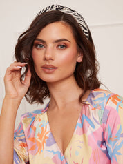 Zebra Print Knot Detail Headband in Mono