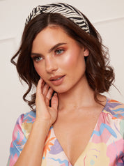 Zebra Print Knot Detail Headband in Mono
