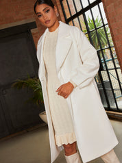 Double Breasted Balloon Sleeve Coat in Cream