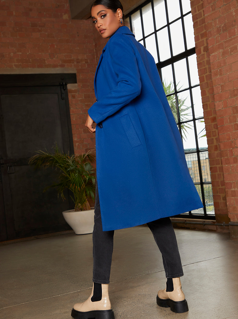 Single Breasted Coat in Cobalt