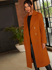 Double Breasted Longline Coat in Orange