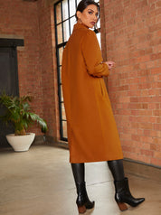 Double Breasted Longline Coat in Orange