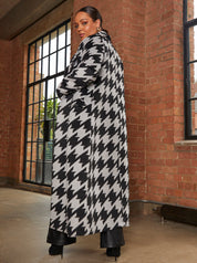 Oversized Dogtooth Coat in Black and White