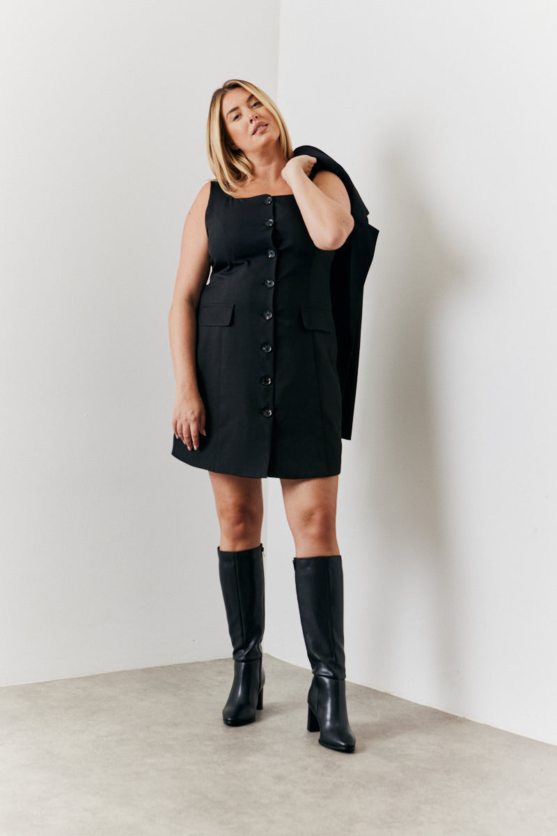 Tailored Button Through Mini Dress