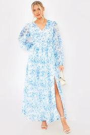 In The Style Floral Chiffon Pleated Split Detail Midaxi Dress	