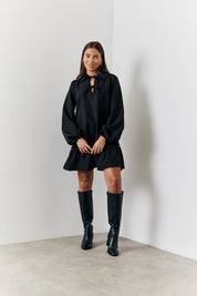 Tie Detail Balloon Sleeve Smock Dress