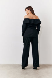 Black Bardot Button Through Blazer