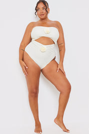 Corsage Detail Bandeau Swimsuit